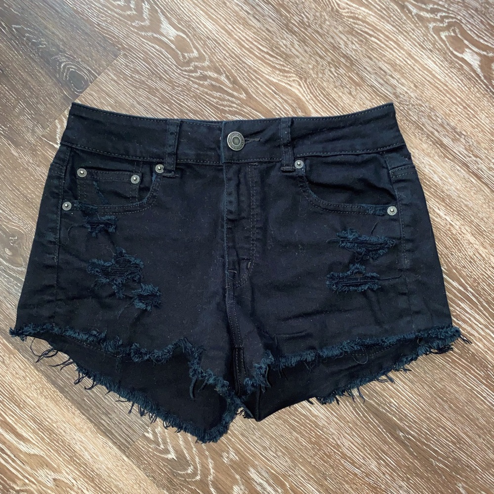 American Eagle Black Cutoff Jean Shorts